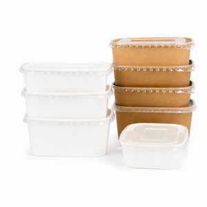 Rectangular Disposable Kraft Paper Food <b>Containers</b> with Plastic Lid Oilproof Waterproof Eco Friendly Takeaway Food Storage <b>Box</b> - Product Image 4