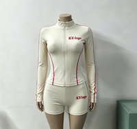 Vêtements d'été pour femmes, ensembles de streetwear personnalisés, ensembles de sport, veste zippée à coutures contrastées et short, ensemble 2 pièces, survêtement pour femmes
