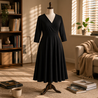 Robe midi d'été grande taille, coupe trapèze, unie, mi-mollet, à nouer, taille haute, simple, respirante, en jersey mat, pour l'Europe et les États-Unis