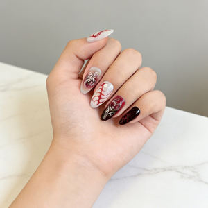 Faux ongles personnalisés faits à la main, style stiletto français, réutilisables, à presser, en ABS, forme amande, couvrance totale, pré-conçus, vente en gros - Product Image 4