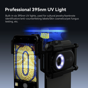 Microscopes de poche HD pour smartphone améliorés avec lumière LED UV, pince universelle pour téléphone, objectif microscopique portable CPL <span class=keywords><strong>100X</strong></span> - Product Image 3