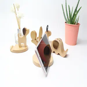 Arts and crafts Creative wooden cartoon shape puppy Deer Pony mobile phone stand desktop for home shop officefree your hands