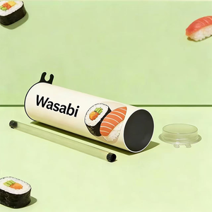 กล่องใส่ซูชิแบบกดพลาสติกทรงกระบอก บรรจุภัณฑ์แบบกดขึ้น วัสดุเกรดอาหาร กระดาษสำหรับใส่ซูชิแบบกด ไม่มีรีวิว - Product Image 2