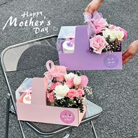 Boîte pliable en carton ondulé gaufré en gros avec poignée pour fleurs et gâteaux, idéale pour la Fête des Mères, la Saint-Valentin et Noël