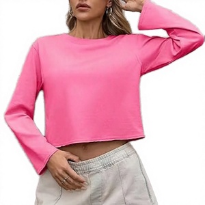 Sudaderas de cuello redondo para mujer, al por mayor, personalizadas, con lavado ácido, insignia bordada de toalla, estilo streetwear de invierno, de forro polar, para gimnasio y fitness, ecológicas - Product Image 3