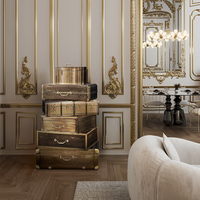 Commode en laiton de style italien, luxe léger, rétro, créative, en forme de valise vintage, meuble de rangement pour salon et chambre