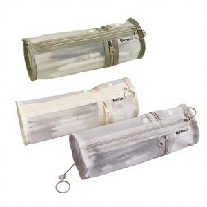 Mesh Pencil Case Transparent Large-Capacity Minimalist Vertical Stationery <b>Bag</b> Primary <b>School</b> Students Cute High-Value Wholesale - Product Image 1