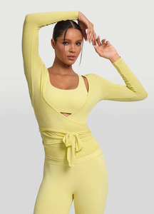 Abbigliamento Sportivo a Rapida Asciugatura, Top Yoga a Maniche Lunghe, Top Sportivo con Scollo a V, Top Aderente per Balletto, Set Yoga <span class=keywords><strong>3</strong></span> Pezzi Taglie Forti - Product Image 2