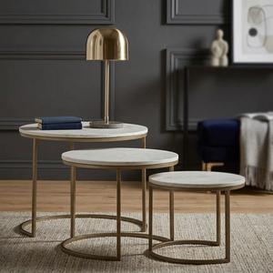 Sleek Trio <b>Tables</b> with Metal Base Perfect for Living Room or Office Contemporary Trio Side <b>Tables</b> Elegant Metal Base Design - Product Image 6