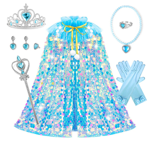 Conjunto <span class=keywords><strong>de</strong></span> Capa <span class=keywords><strong>de</strong></span> Sirena para Niñas, Estilo Nuevo, Venta al por Mayor, Capa <span class=keywords><strong>de</strong></span> Lentejuelas <span class=keywords><strong>de</strong></span> Princesa para la Celebración Navideña Infantil - Product Image 3