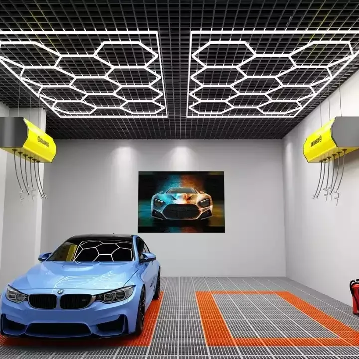 Customized Honeycomb Car Detailing Lights 110V 220V Workshop Ceiling Hexagonal LED Light For Garage