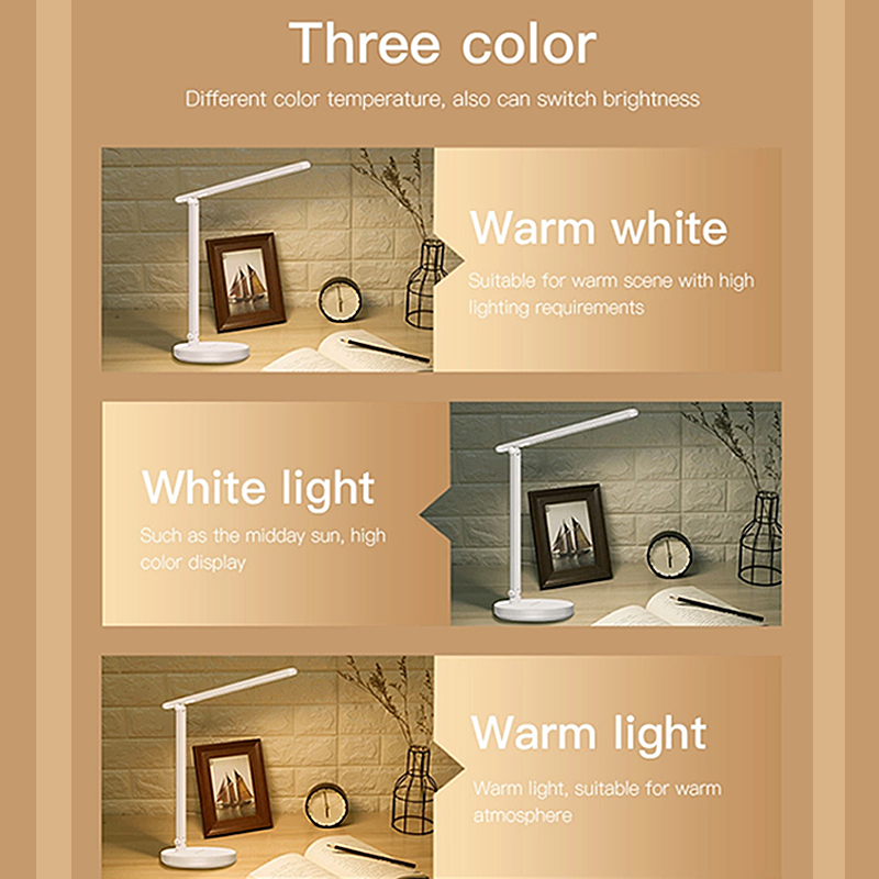 Amazon vente chaude pliable multidirectionnel rotation lampes de bureau USB de charge capteur tactile A MENÉ des lampes de table