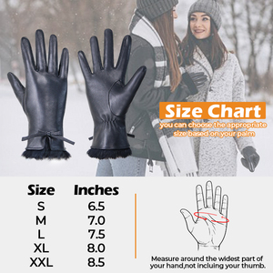 PRI femmes peau de chèvre noire paume <span class=keywords><strong>Ultra</strong></span>-doux court doublure en peluche avec poignets en fourrure de vison écran tactile coupe-vent gants d'hiver - Product Image 6