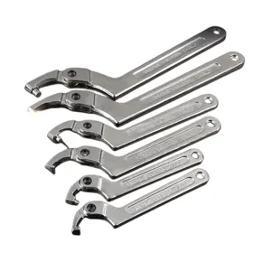 Multifunctional round nut hook type crescent spanner chrome vanadium steel forged adjustable pin wrench