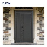 Porte d'entrée extérieure en aluminium ignifugée YUDON DOOR, sécurisée, blindée, certifiée pour l'évacuation et le passage en cas d'incendie