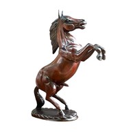 Statue de cheval en teck sculptée à la main, 15 cm, Feng Shui, sculpture en bois, cheval surélevé, décoration thaïlandaise artisanale traditionnelle pour salon
