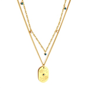 Popular Stainless Steel Layer <b>Chain</b> Zircon Charm Hand Geometric Pendant Necklaces - Product Image 4
