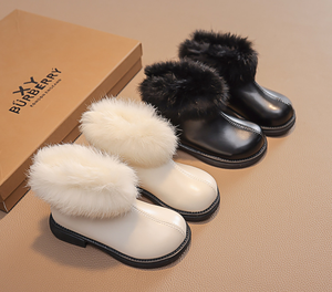 Bottes en fourrure de couleur unie tendance, automne/hiver, nouvelles bottes pour filles à semelle souple anti-coton - Product Image 2