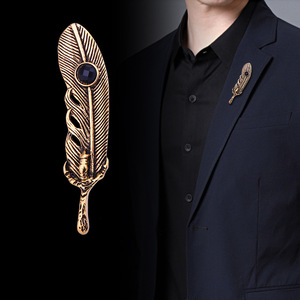 Vintage Metal <span class=keywords><strong>Eagle</strong></span> Claw Feather Broche Crystal Leaf Lapel Pin Broches Brasão Suit Badge Broche para Mulheres Homens (KBL160) - Product Image 1