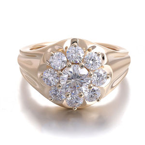 Joyería Fina de Diseño Delicado en Oro Amarillo de 14k. Anillo de Compromiso de Moissanita con Certificado, Anillos Gruesos para Mujer, Regalo de Aniversario - Product Image 3