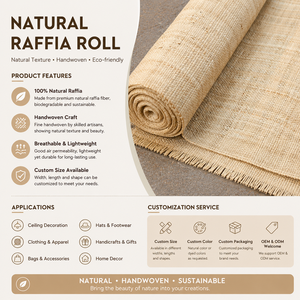 Tappeto in <span class=keywords><strong>Rafia</strong></span> <span class=keywords><strong>Naturale</strong></span> Intrecciata Direttamente dalla Fabbrica per Arredamento, Decorazione Soffitti, Realizzazione Borse, Artigianato, Dimensioni Personalizzabili OEM - Product Image 5