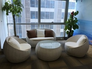 Muebles de jardín Conjunto de bistró redondo Silla de mimbre de ocio Venta caliente Juego de sofás de ratán de hierro para exteriores - Product Image 5