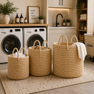Panier à linge en rotin tressé, couleur personnalisable, durable, léger, style minimaliste, grande capacité, bacs de rangement domestiques pour - Product Image 4