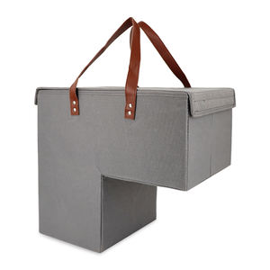 Venta caliente de tela <span class=keywords><strong>escalera</strong></span> cesta plegable <span class=keywords><strong>escalera</strong></span> cesta de almacenamiento con mango de cuero - Product Image 5