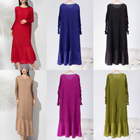 Luxuriöses Elegantes Perlenbesetztes Rosa Langarm-Plissee-Kleid für Damen mit 3D-Bubble-Saum Abendkleid Großhandel Boutique