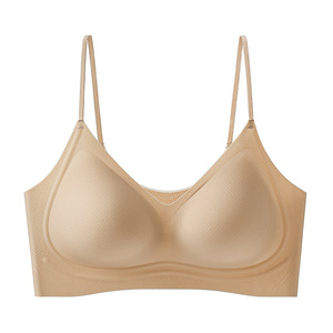 French V-neck Lace <strong>Bra</strong> Seamless Wireless Push up Lingerie 2-in-1 <strong>Bra</strong> <strong>Camisole</strong> <strong>Top</strong> Non-marking Beautiful Back Women <strong>Bra</strong> Wholesale - Product Image 5