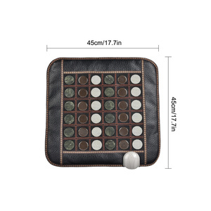 Natural Jade Stone Electric Heating Massage Cushion Back Waist <b>Hip</b> Foot Warmer <b>Pad</b> PU Leather Temperature Control - Product Image 4