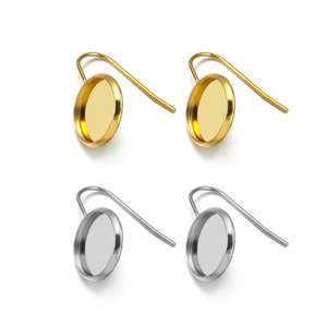 Crochets en U en acier inoxydable pour boucles d'oreilles, supports vierges pour boucles d'oreilles, bases pour cabochons, plateaux adaptés aux dômes en verre pour la fabrication de bijoux - Product Image 1