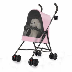 Cochecito Compacto para Mascotas Pequeñas - Carrito Plegable de 4 Ruedas con Correa de Seguridad, Diseño Transpirable para Paseos de Perros/Gatos - Product Image 4
