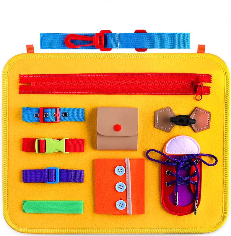 Educational Learning Montessori Toys Basic Skills Board Toddler Felt Busy Board