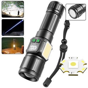 Outdoor <b>Flashlight</b> 30W LED Aluminum Alloy <b>Rechargeable</b> Dimmable Zoomable White Light - Product Image 3