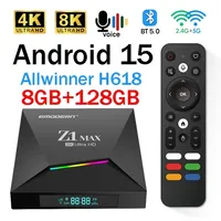 TV Box Z1 Max con Android 15, Quad Core, 4G, 5G, WiFi Dual, Reproductor Multimedia HD 8K 4K, Control Remoto por Voz 5.0