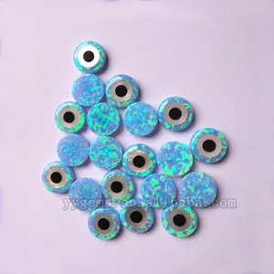 Blue OP06 Turkey Evil Eyes Shape Synthetic Opal Loose Stone with Full Drilled Hole