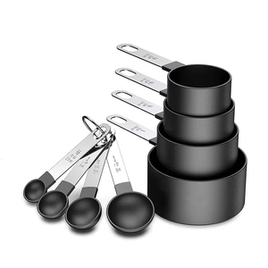 Baking công cụ biểu tượng tùy chỉnh chất lượng cao 8 cái thép không gỉ xử lý có thể điều chỉnh nhựa đo ly và thìa đặt - Product Image 1