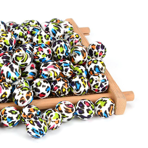 BPA Free Baby Teething Round <b>Silicone</b> <b>Beads</b> <b>Silicone</b> Printed Loose <b>Bead</b> Food Grade Baby <b>Silicone</b> Teething <b>Beads</b> for Wholesale - Product Image 4