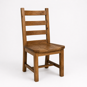 Chaise de salle à manger scandinave moderne en teck massif avec dossier en échelle courbé, assise cintrée, imperméable et écologique pour l'extérieur et l'hôtellerie - Product Image 1