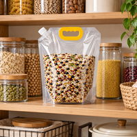 Pochette transparente à bec verseur avec poignée pour le stockage et l'emballage de produits secs, haricots, céréales et aliments