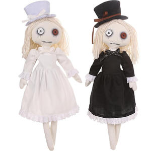 8552 <span class=keywords><strong>Bambole</strong></span> Gotiche Personalizzate OEM in Stile Spaventoso, Bianche <span class=keywords><strong>e</strong></span> Nere, con Cappelli <span class=keywords><strong>e</strong></span> Abiti con Balze, Regali di Halloween per Bambini - Product Image 1