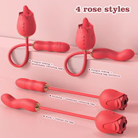 Rosen-Vibrator für Erwachsene, G-Punkt-Stoßdildo mit Zungenleck- und Stoßfunktion, Klitoris-Stimulator für Anal und Brustwarzen