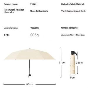 Paraguas Automático para Adultos con Apertura Automática, Ultraligero, de Pongee, 6 Varillas, Diseño Moderno, Protección Solar y Contra la Lluvia, Fácil de Plegar y Guardar - Product Image 3