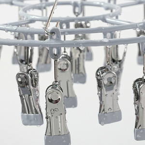 Round <b>Sock</b> Rack With 24 Clips <b>Grey</b> Hanging Drying Rack For <b>Socks</b> Baby Clothes Underwear Home Use - Product Image 4