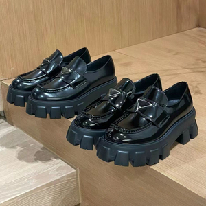 Mocassins en cuir pour femmes, chaussures plates décontractées à plateforme, printemps et automne, avec étiquette Panda Triangle, pour dames - Product Image 2