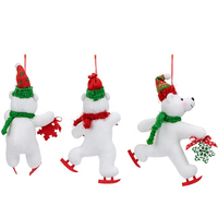 ZAVES Festive Intérieur Ornement De Noël Doux Blanc Ours Polaire Suspendu Pendentif Arbre Décor En Peluche Intérieur Arbre De Noël Ornement