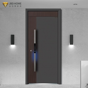 Porte d'<span class=keywords><strong>entrée</strong></span> pivotante extérieure de villa moderne minimaliste, porte de sécurité de luxe en acier inoxydable et aluminium avec serrure intelligente - Product Image 2