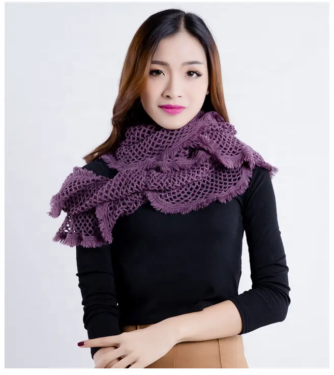 Bufanda de lana de Color sólido tejido rugido cálido informal versátil para mujer de invierno 2023