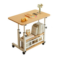 Table basse mobile moderne et réglable, en bois avec cadre en fer, pliable, pour utilisation en dortoir
